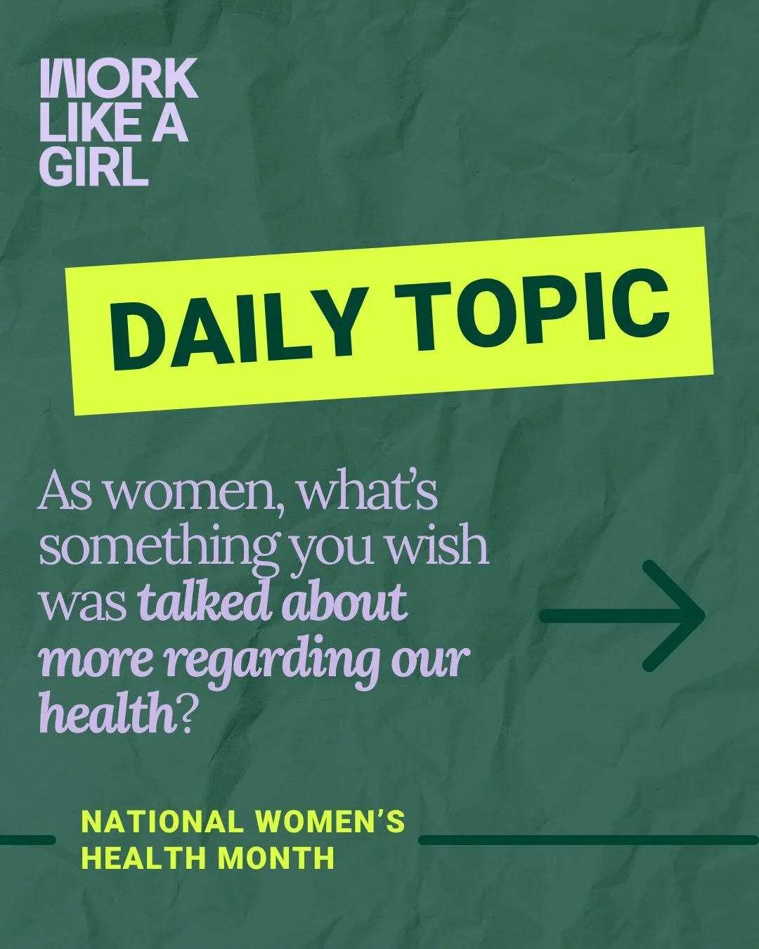 When asked, &ldquo;what&rsquo;s something you wish was talk about more regarding our health?&rdquo; The group chat did NOT hold back. 📣
 
The girlies listed LITERALLY EVERYTHING from perimenopause and painful periods to sexual health, mammograms, an