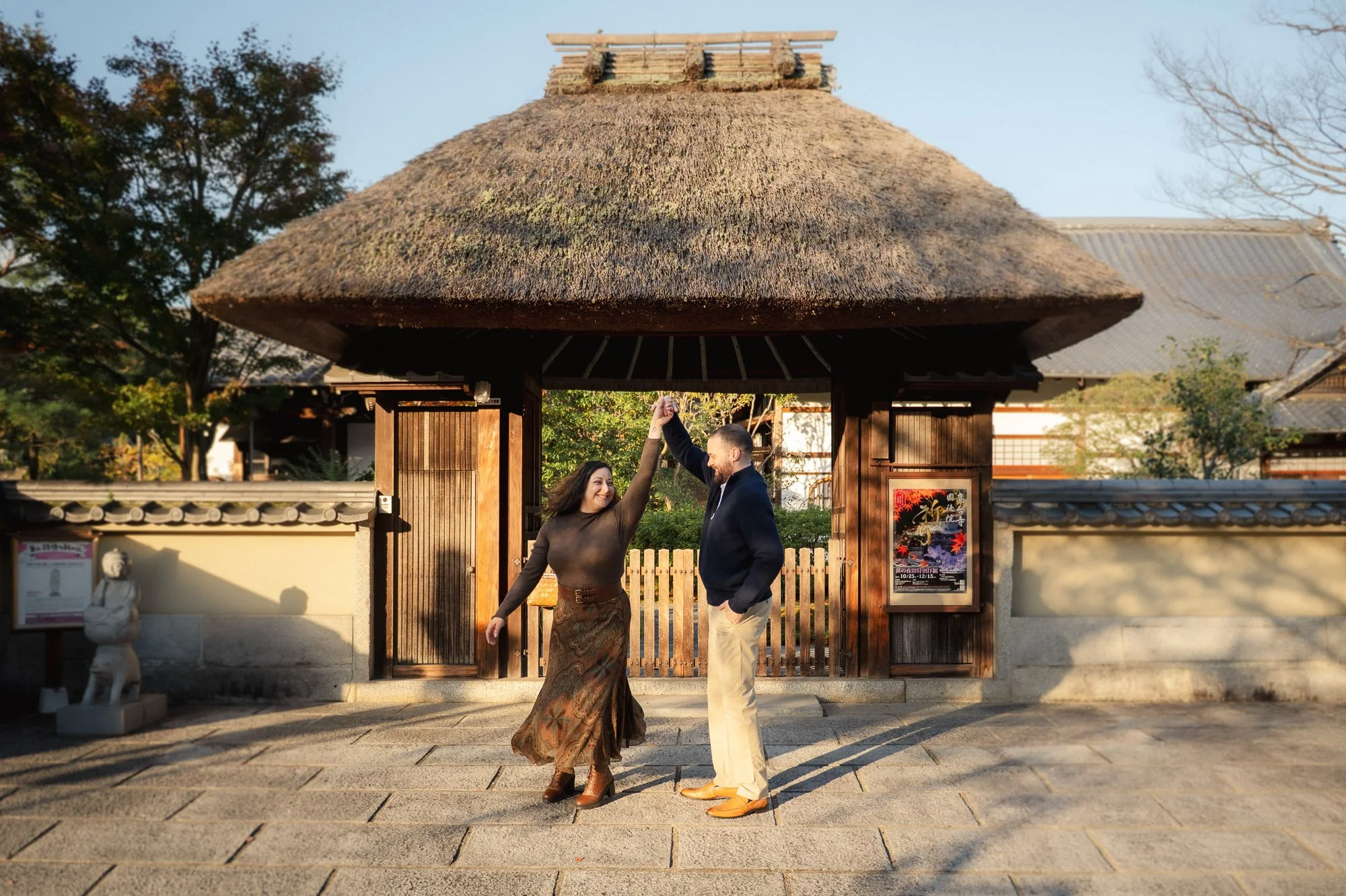 Natural Kyoto elopement photography showing couple relaxing during their morning session