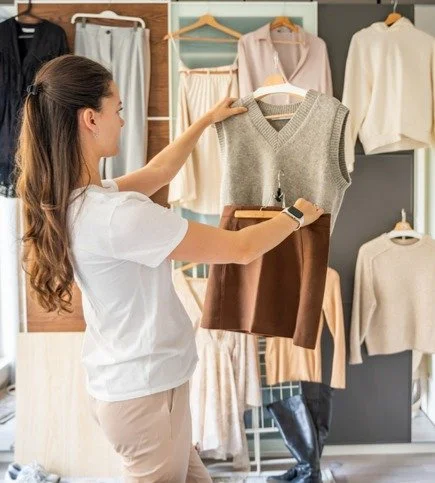 Organized wardrobe designed for visual clarity and easy decision-making