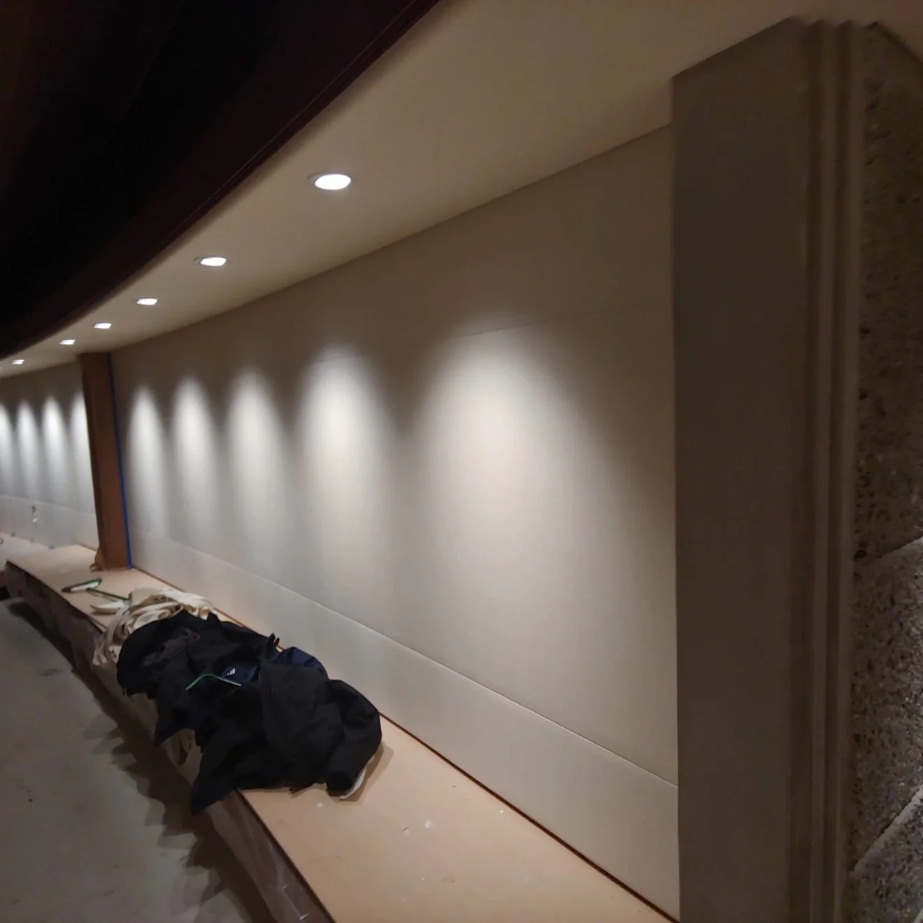 Whisper Wall panels along a curved interior wall
