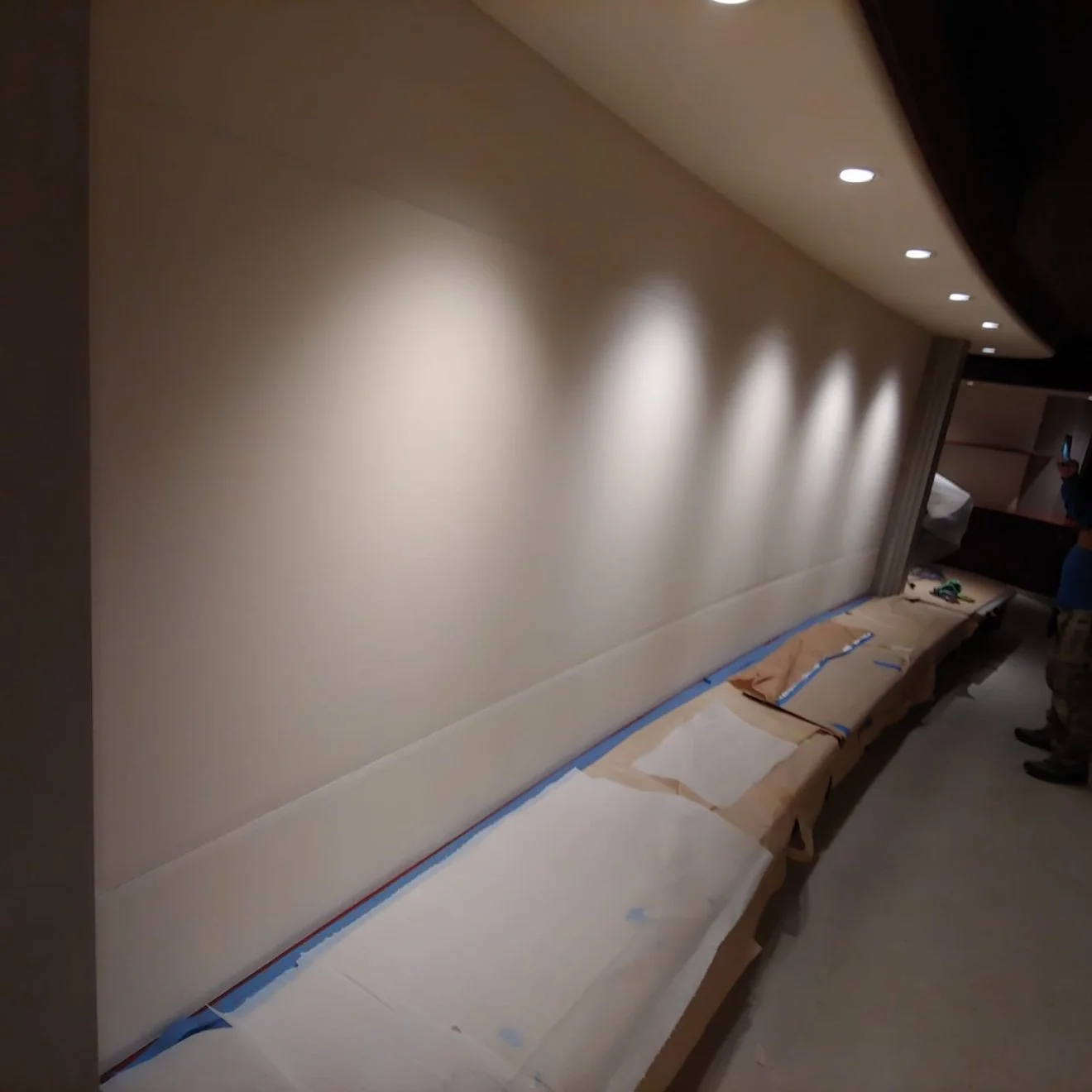 Finished Whisper Wall panel wall with accent lighting