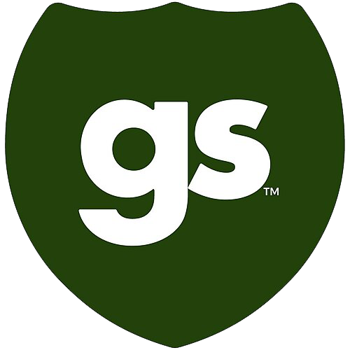 Green shield with white lowercase letters 'gs' in the center.