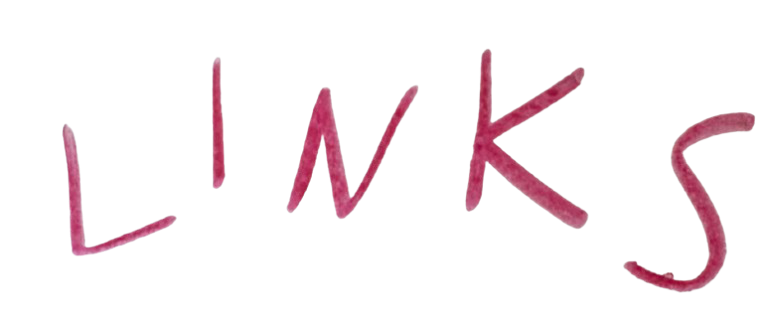 Handwritten word 'LINKS' in pink marker on white background