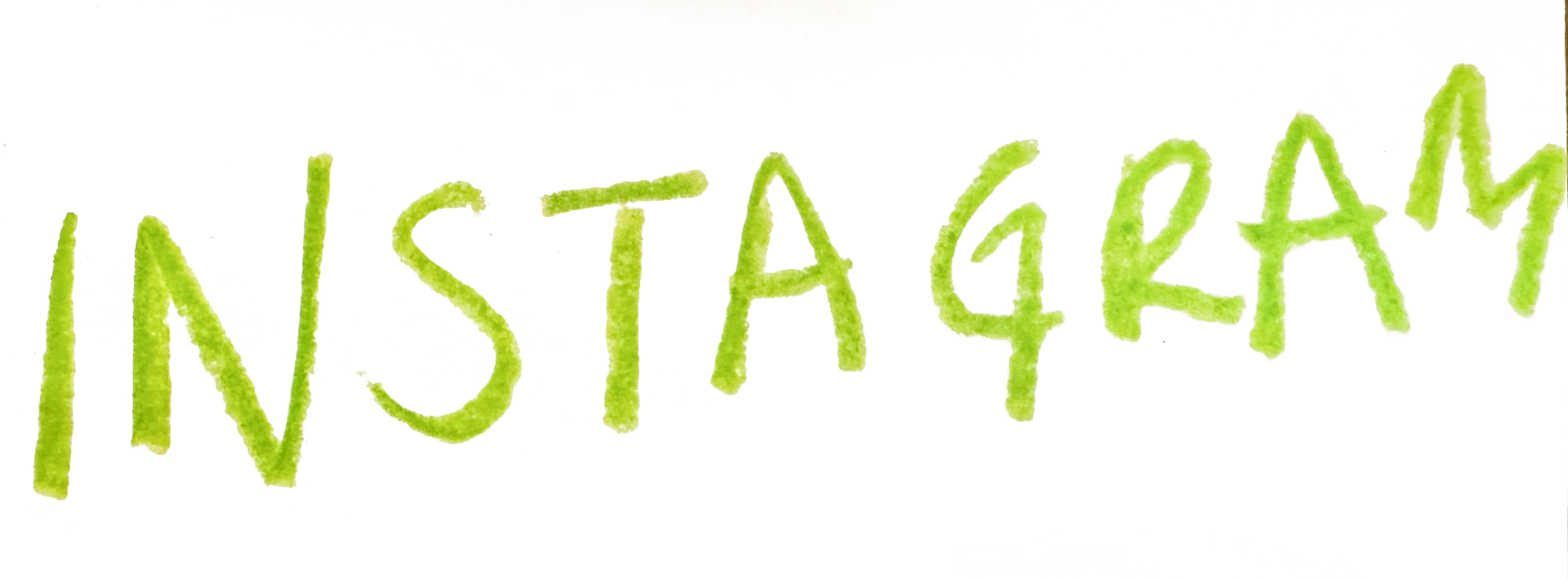 Text that reads 'INSTAGRAM' written in green fuzzy letters against a plain background.