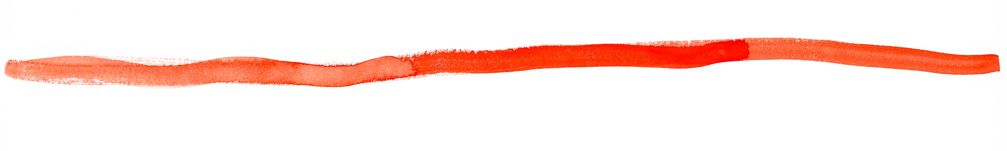Red watercolor brush stroke across a white background.