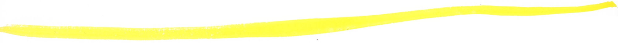 A yellow crayon drawing a long, wavy line on white paper.