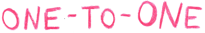 Text that reads 'ONE-TO-ONE' in pink, in a stylized font.