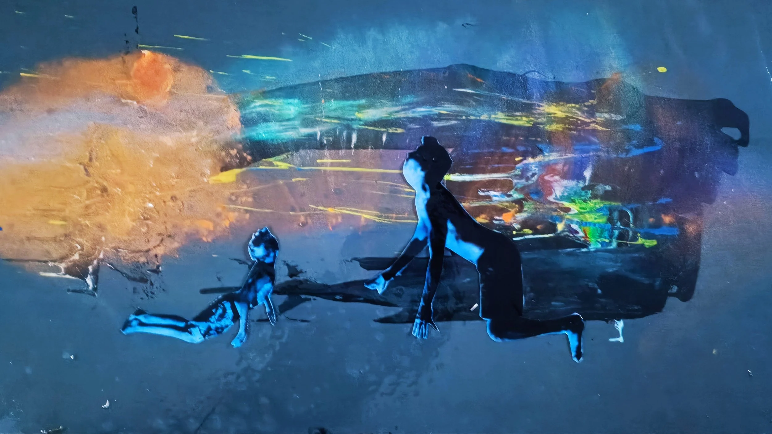 "The lake"
Acryl, Pigments, Resin and Photographic paper on Wood
Size: H50 x W75
Framed: Yes