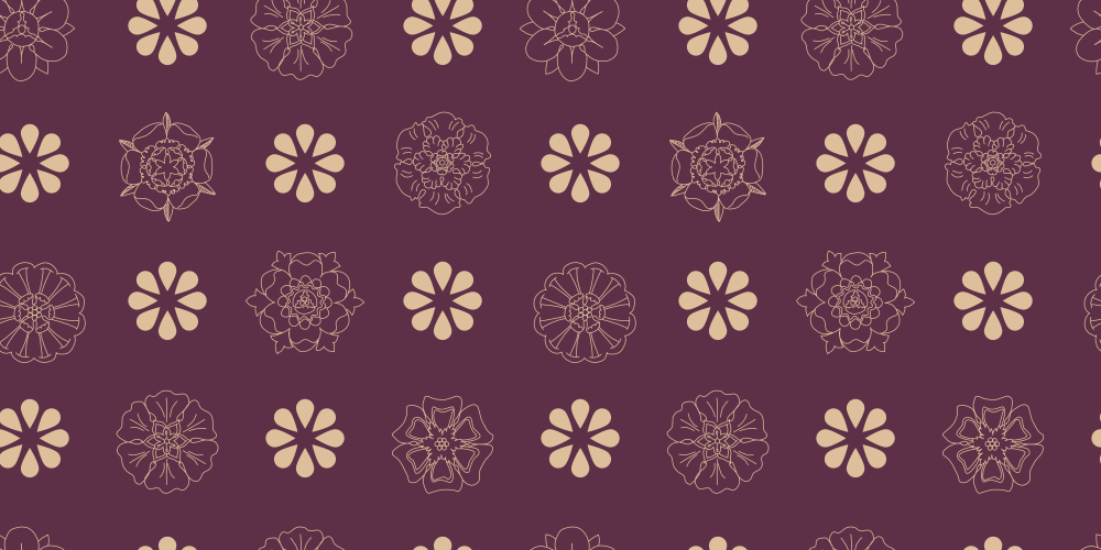 Foulard Pattern With Rosettes & Flowers | Burgundy & Gold