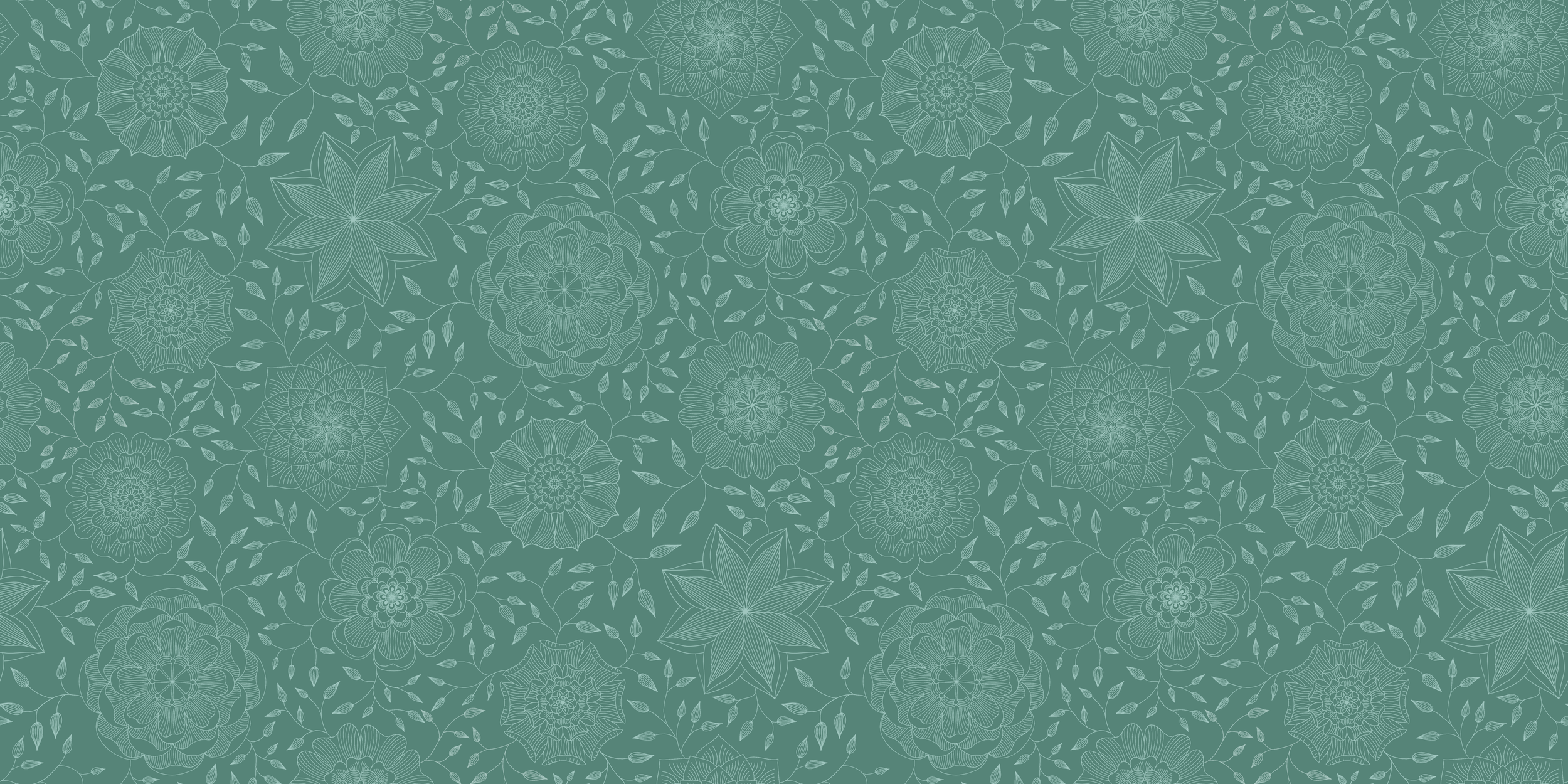 Hand-illustrated Art Nouveau repeat pattern — intricate botanical surface design for licensing