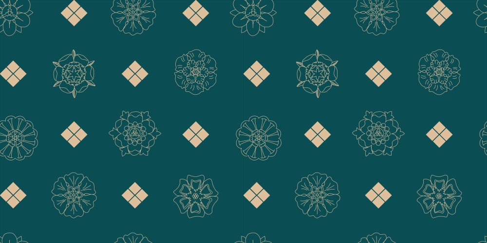 Foulard Pattern With Rosettes & Squares | Midnight Green & Gold