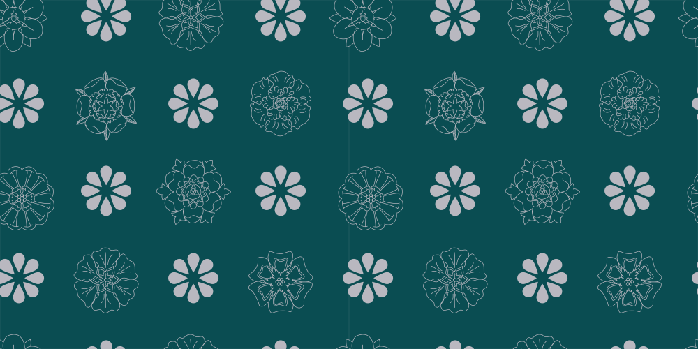 Foulard Pattern With Rosettes & Flowers | Midnight Green & Silver