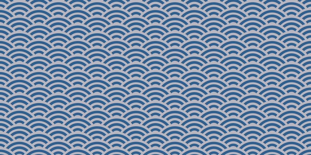 Geometric Pattern Japanese Waves | Blue & Silver