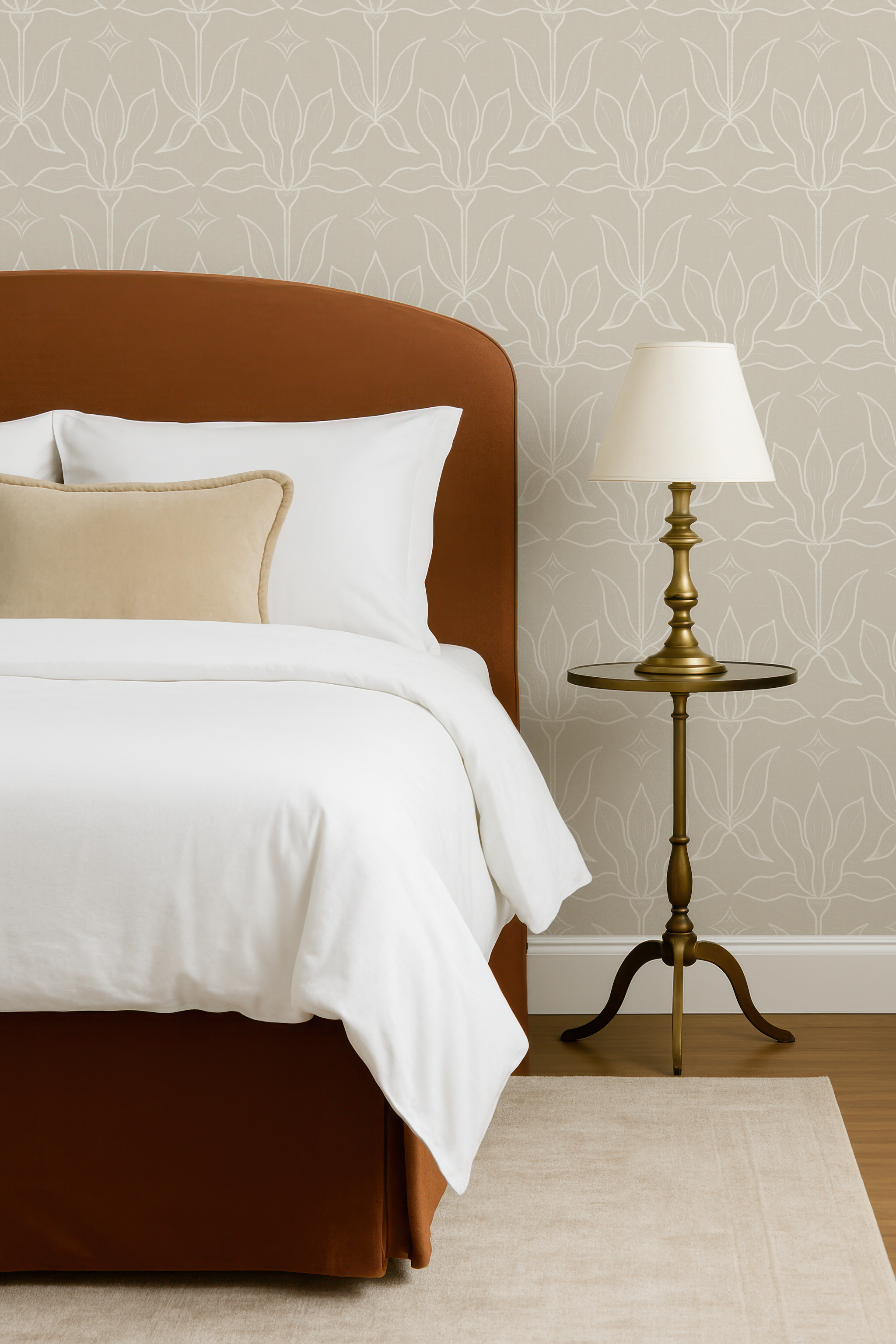 Magnolia Mirror Pattern Wallpaper Bedroom