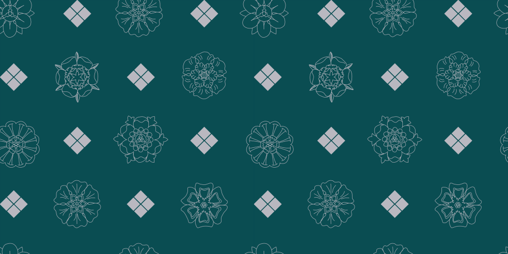 Foulard Pattern With Rosettes & Squares | Midnight Green & Silver