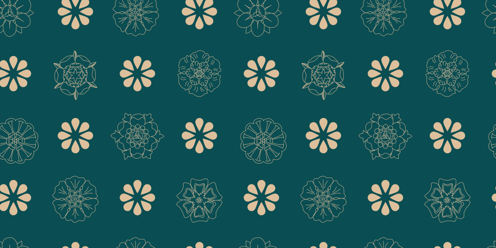 Foulard Pattern With Rosettes & Flowers | Midnight Green & Gold