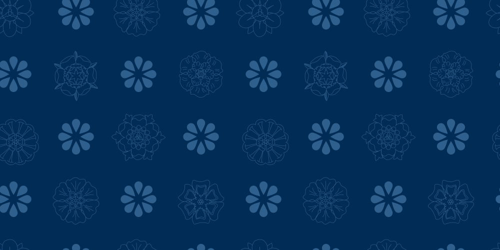 Foulard Pattern With Rosettes & Flowers | Prussian Blue & Light Blue