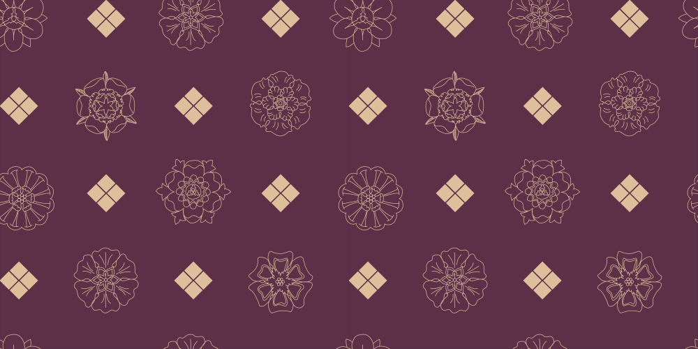 Foulard Pattern With Rosettes & Squares | Burgundy & Gold
