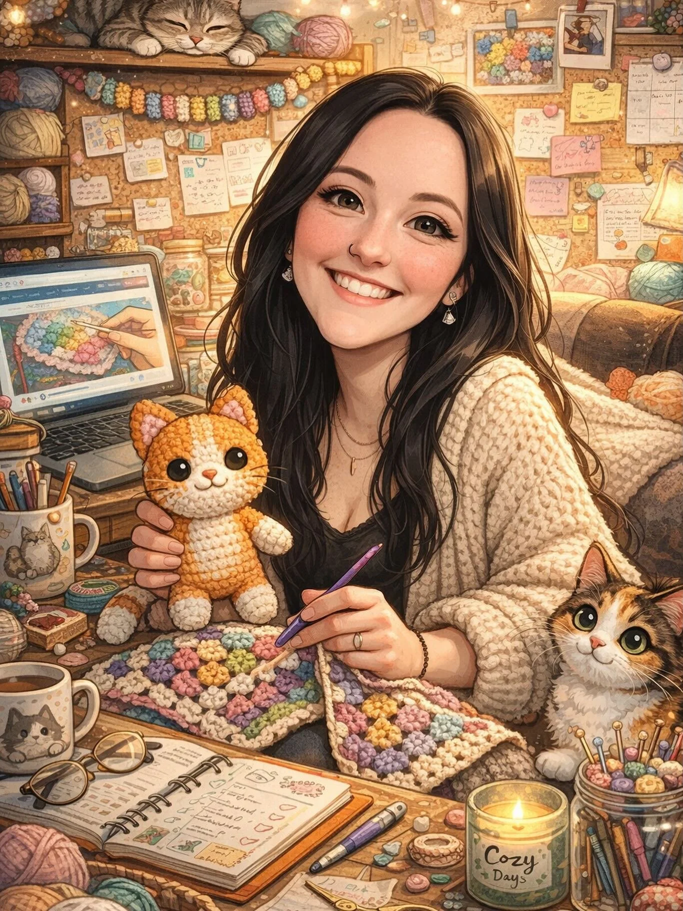 Okay, this is the first, and ONLY time I&rsquo;ll feature anything AI-assisted 🤭
AI can draw me, but it&rsquo;s not touching my crochet 😌

The crochet world is so special because it&rsquo;s 100% handmade; something that can&rsquo;t truly be replica