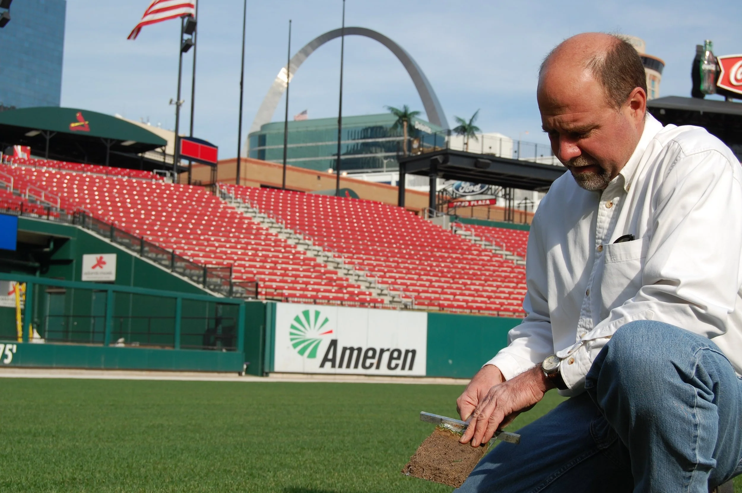 Field maintenance at the new Busch Stadium - Sy. Louis, MO