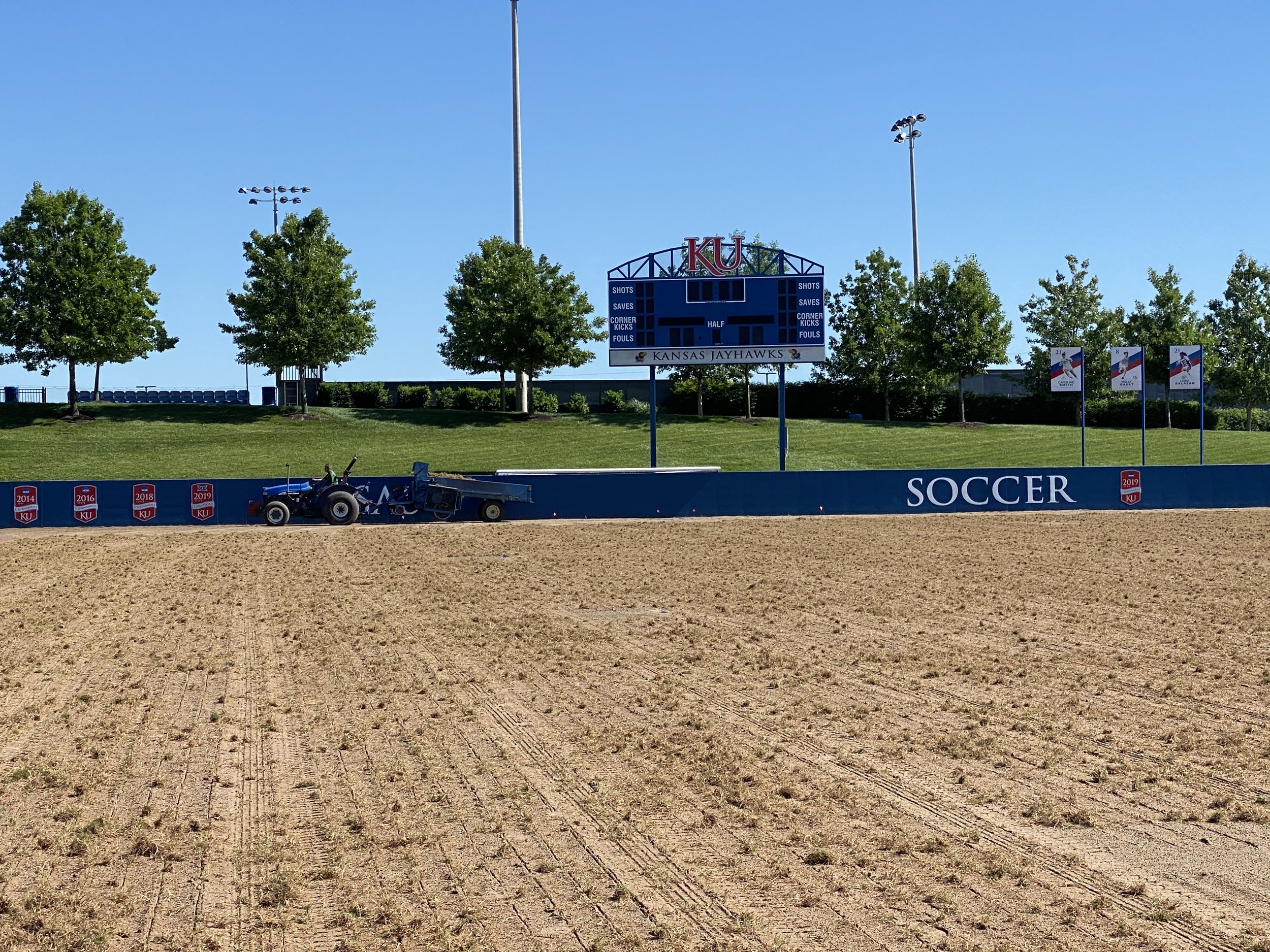 Sprigging a soccer field