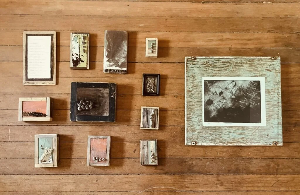 Close-up of dried palm leaves in golden sunlight