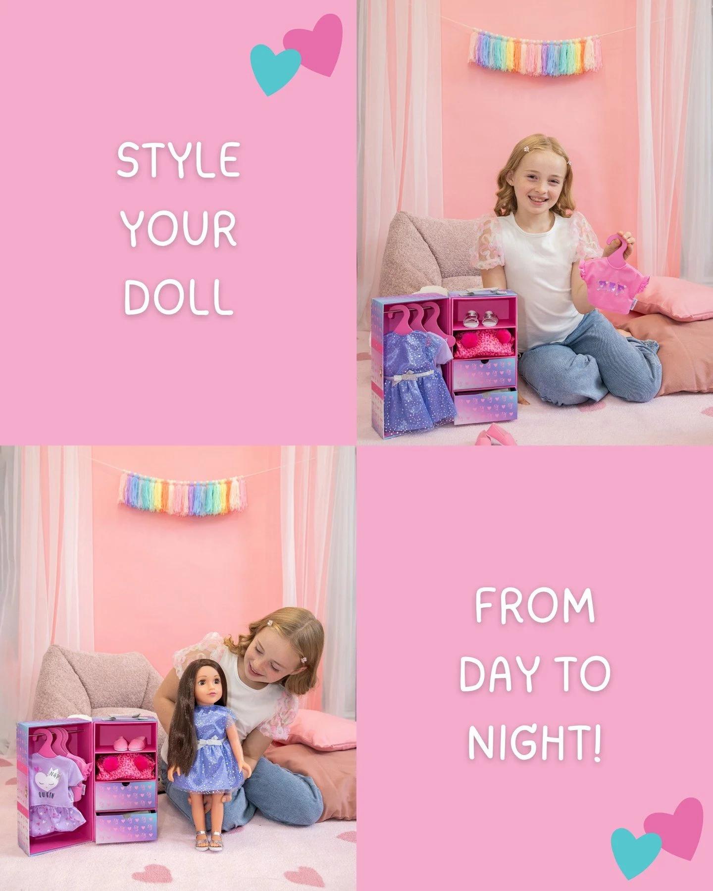 Everything you need for fashion fun all in one bumper set!👗👟👚
#designafriend #dollphotography #fashiondolls #dolls #dollstagram #18inchdolls #americangirldoll #dollaccessories #roleplay #imaginaryplay #dollplay #learnthroughplay #pretendplay