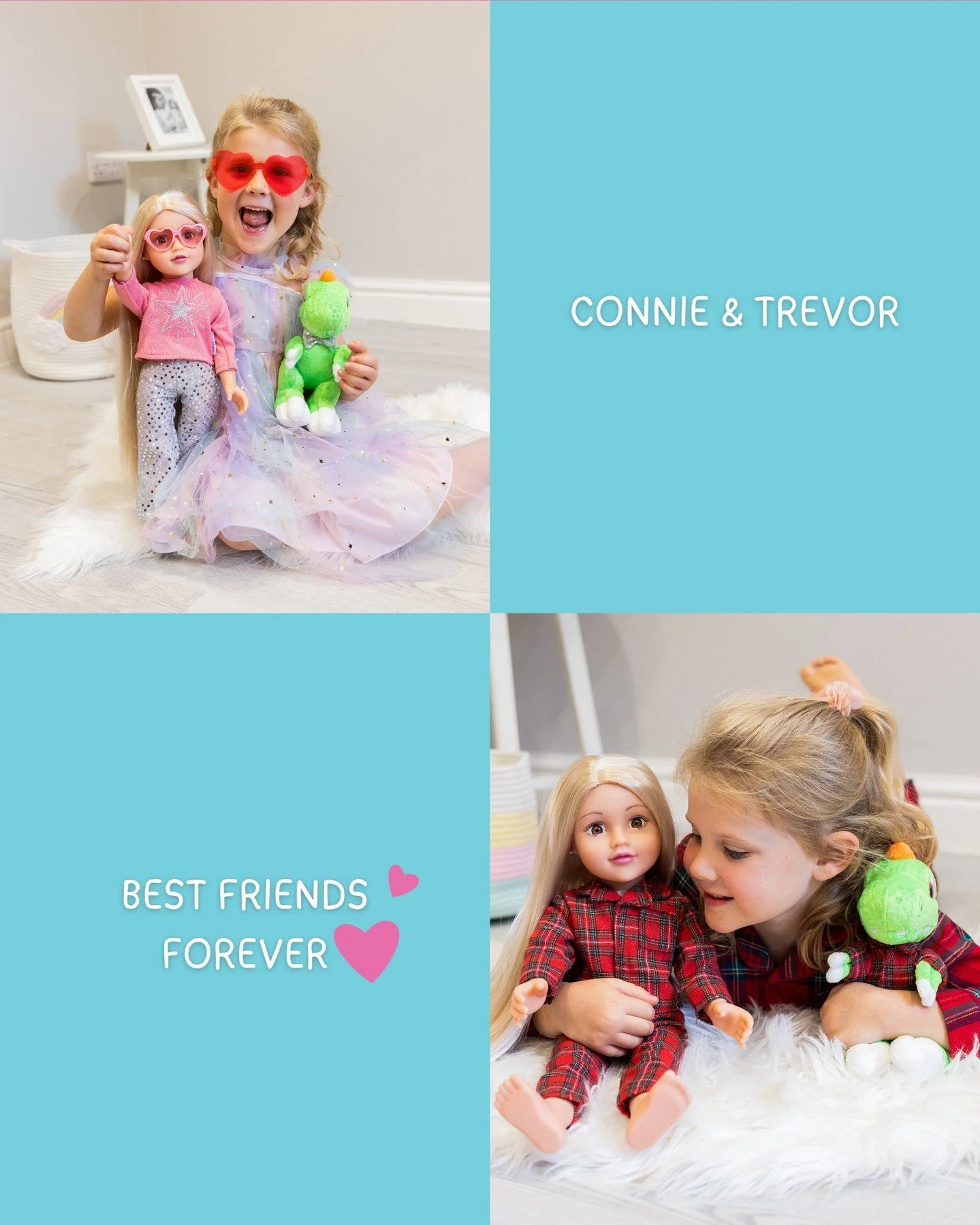 Together Connie &amp; Trevor are the ultimate party duo, ready for sparkle-filled adventures by day and cosy snuggles by night!🌟🌈💗

#designafriend #dollphotography #fashiondolls #dolls #dollstagram #18inchdolls #americangirldoll #dollaccessories #