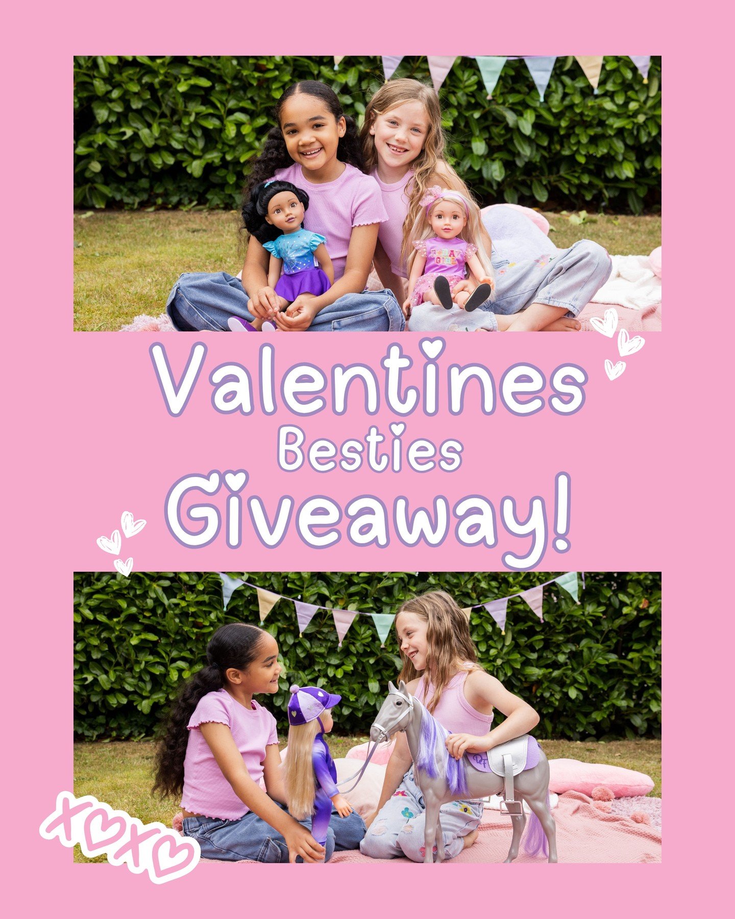 To celebrate Valentines/Galentines Day it's time for a fantastic GIVEAWAY to celebrate friendship!⭐
We are giving you the chance to win your very own DesignaFriend doll for both you and your bestie!
To Enter:
🩷 Follow @designafriendofficial 
💜Like 