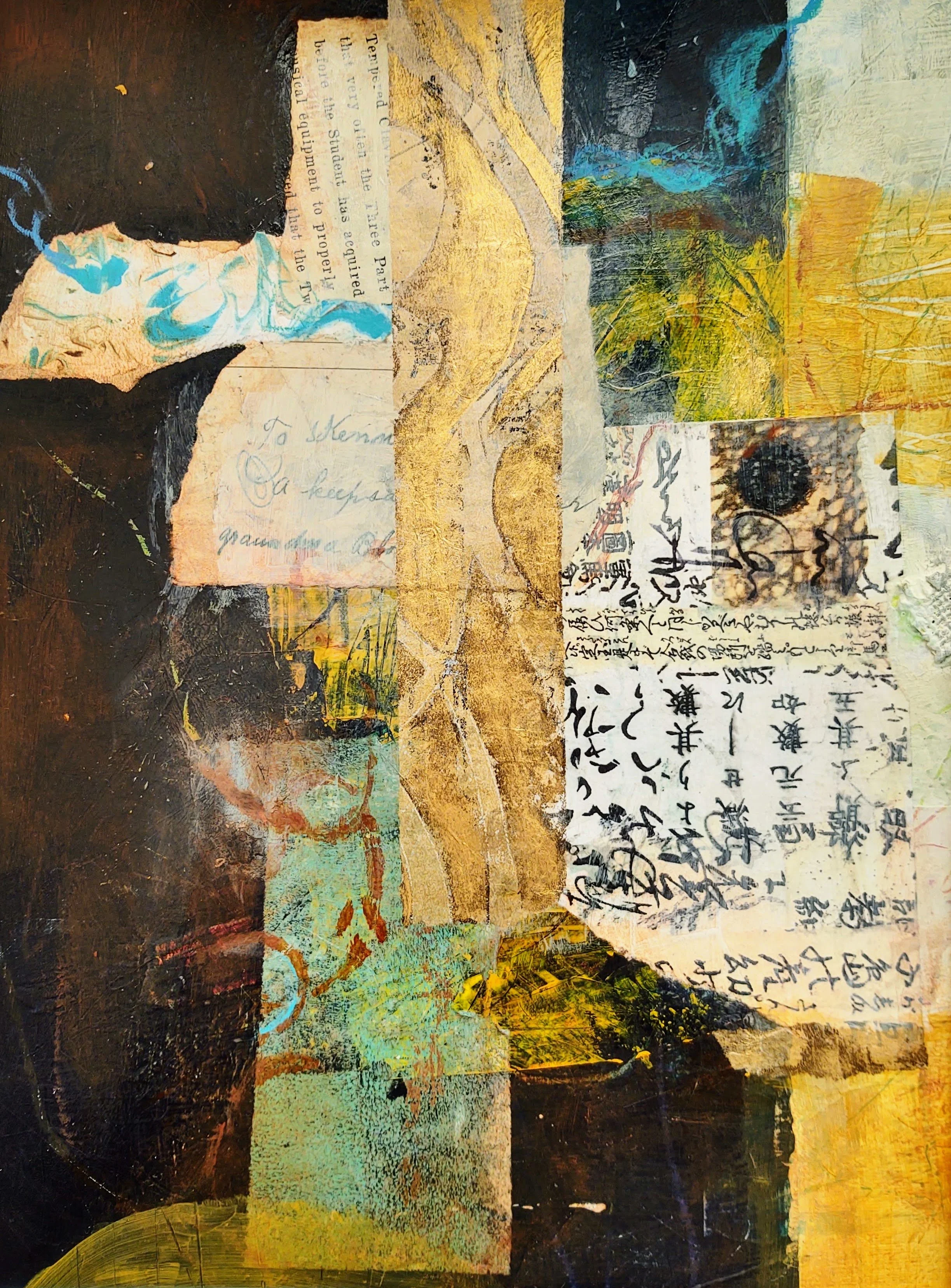 Collage and acrylic paint on paper