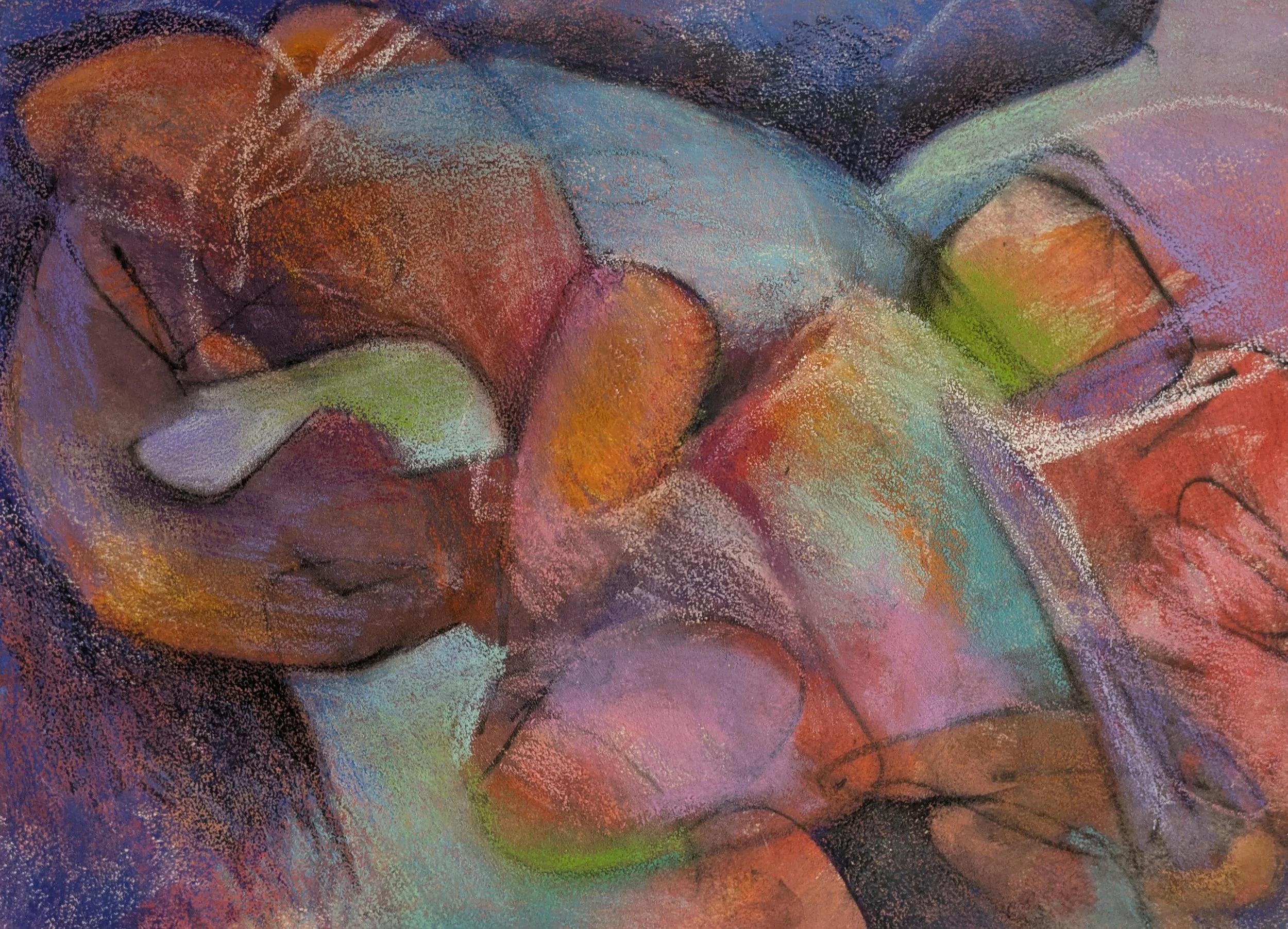 Autumn on the river, 11"x14", pen and crayon on paper