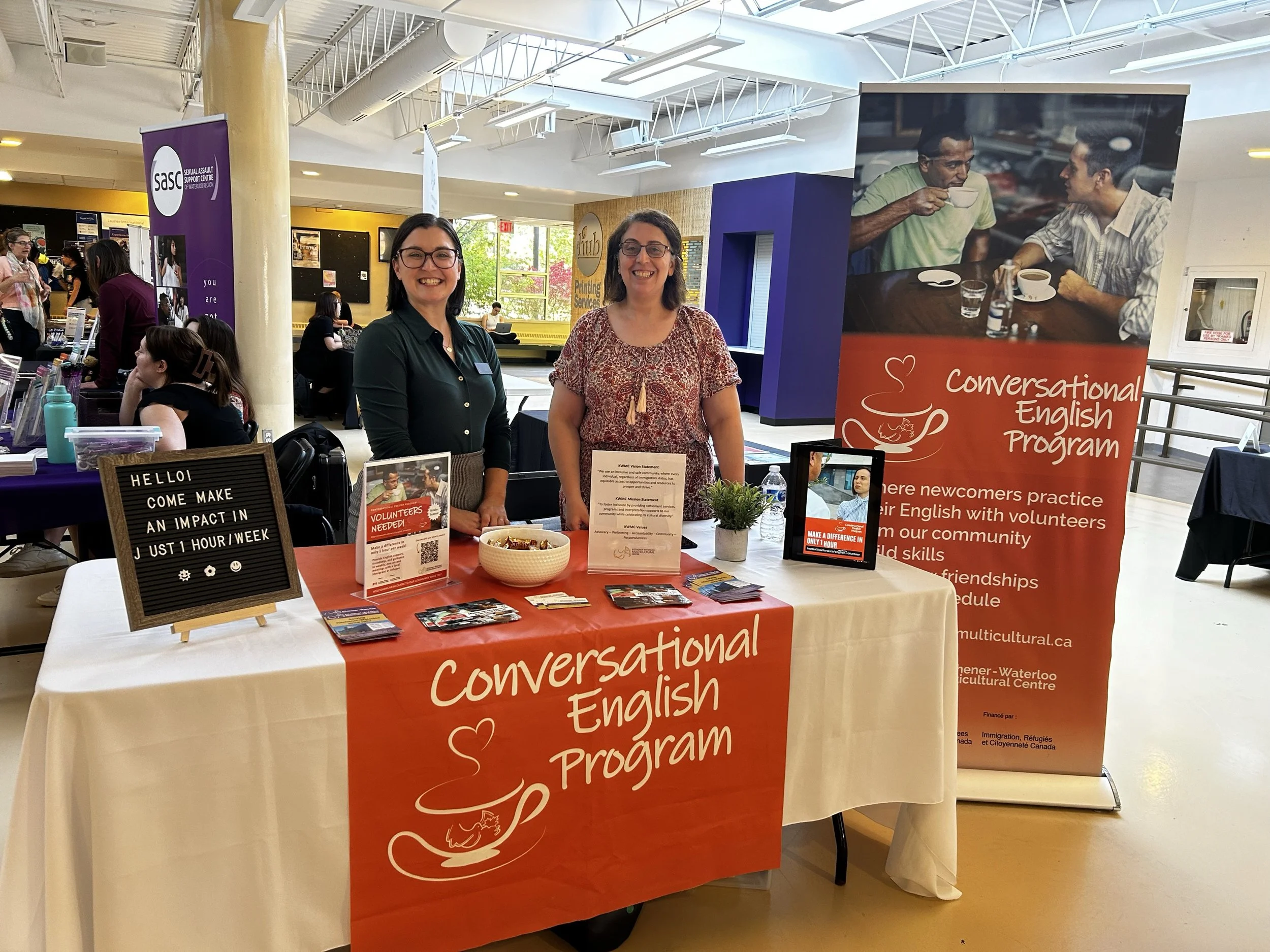 Conversational English Program booth at a community event 	
Kitchener-Waterloo Multicultural Centre Events
