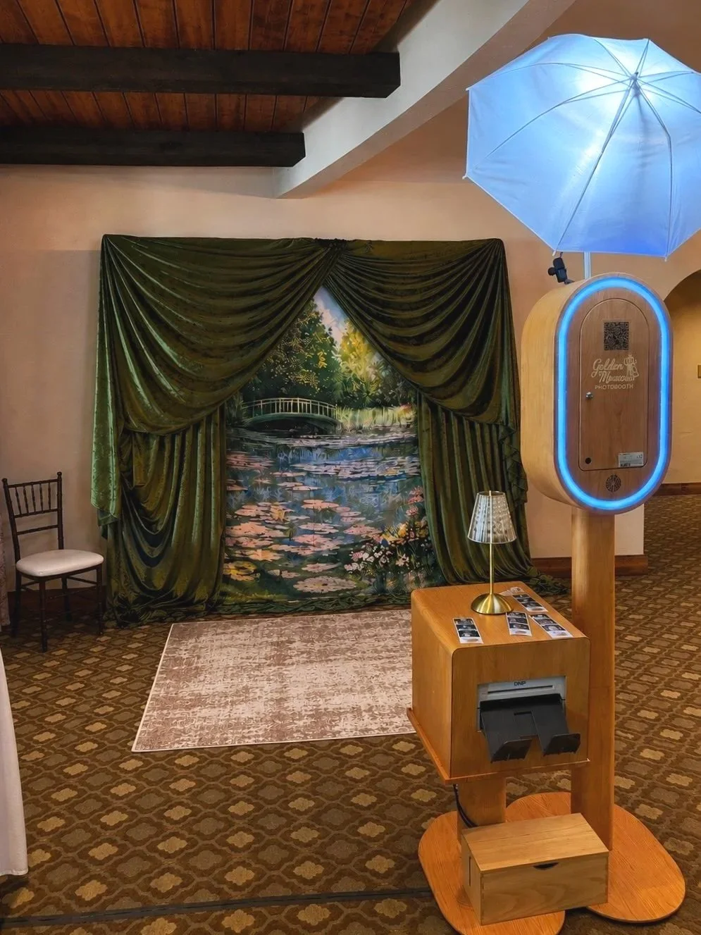 Golden Memories luxury photo booth rental setup for a wedding in Columbus, Ohio.