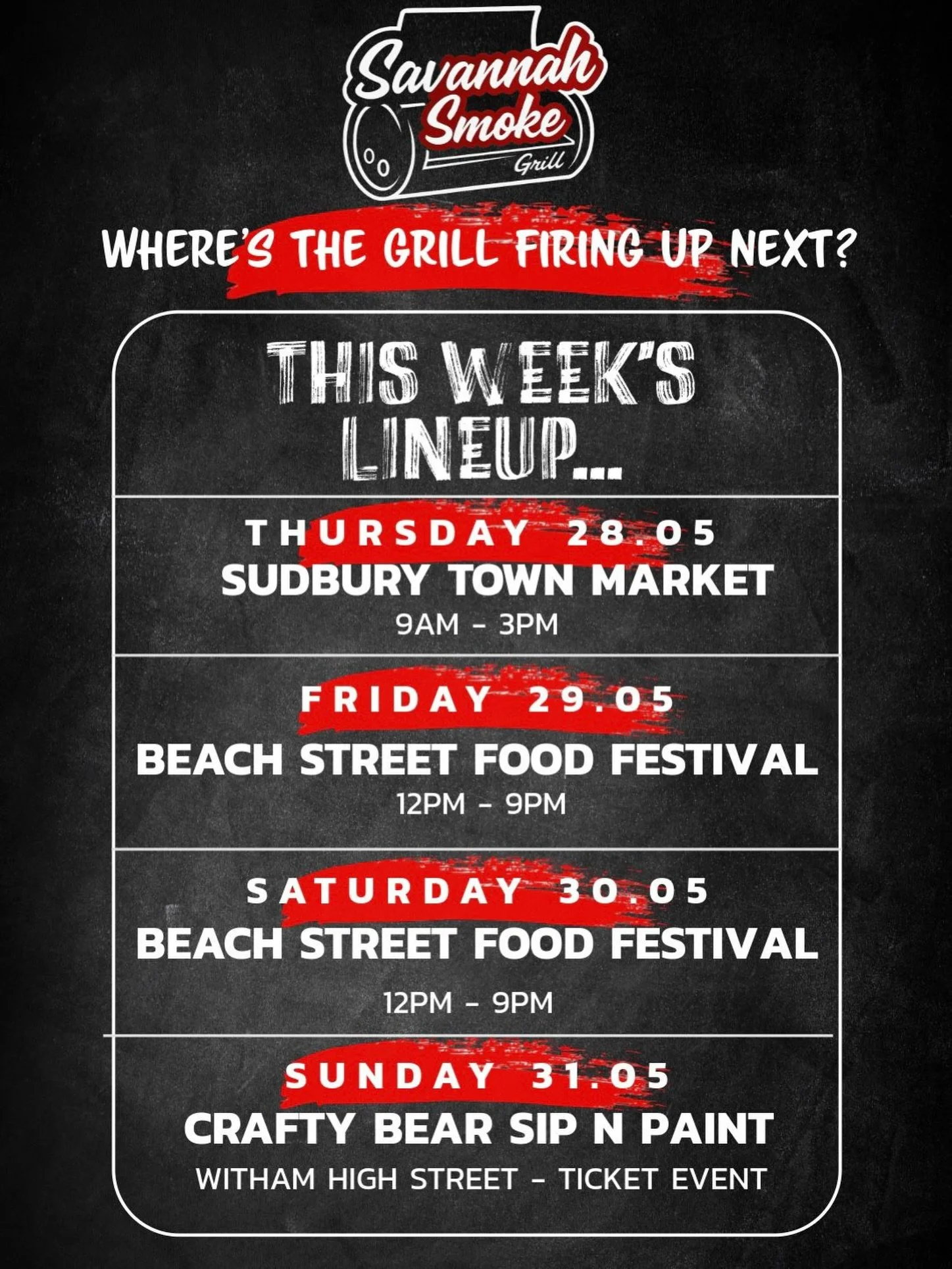 Where to catch the Grill this weekend ? ❤️🔥

#essex #suffolk #stowmarket #norfolk