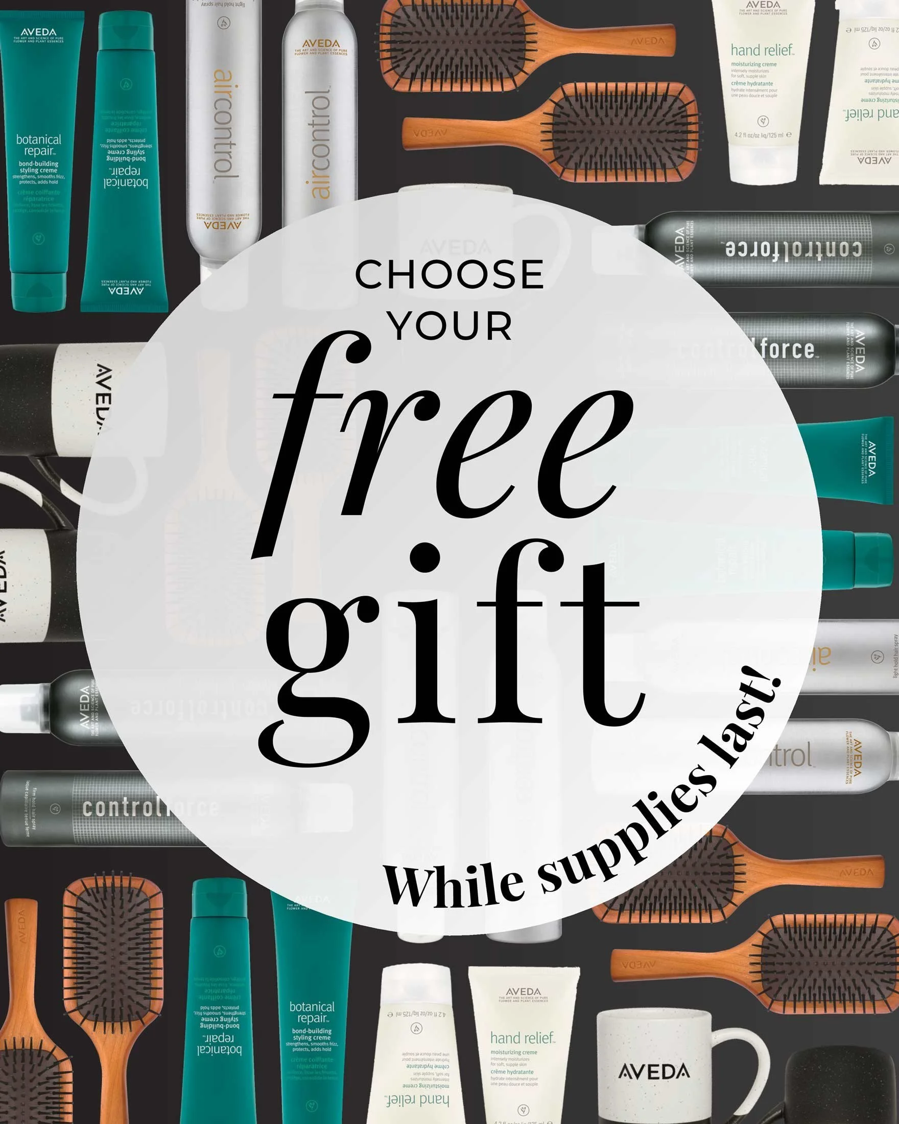 Choose Your Free Gift at Casal Aveda Institute