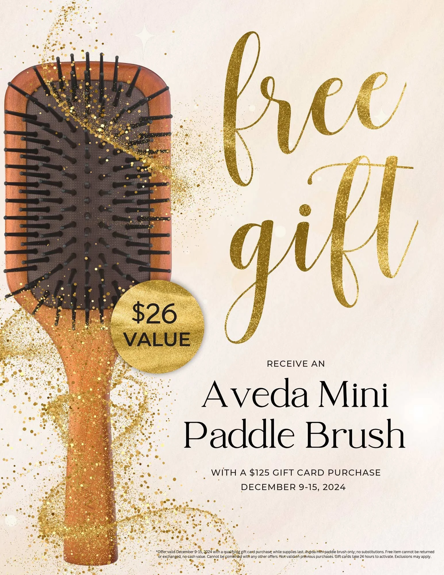 FREE AVEDA Mini Paddle Brush with Gift Card Purchase!