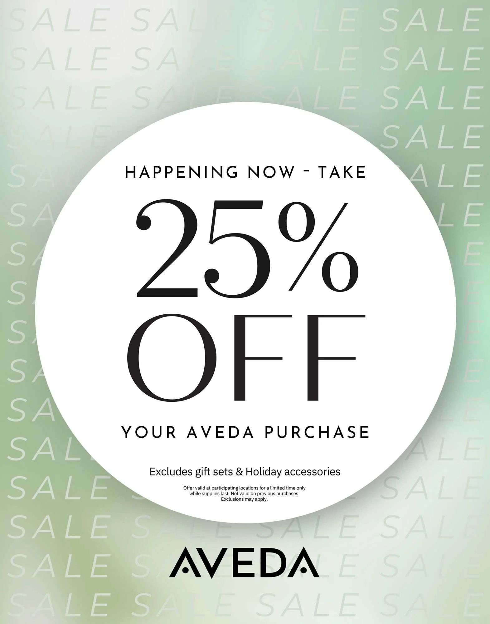 25% Off Aveda Purchase Through December 11!