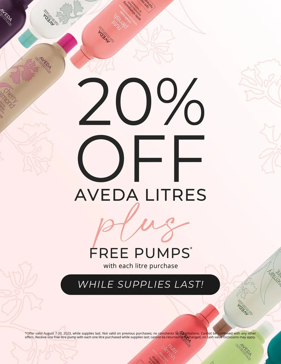SALE: 20% off Aveda Litres + Free Pumps!