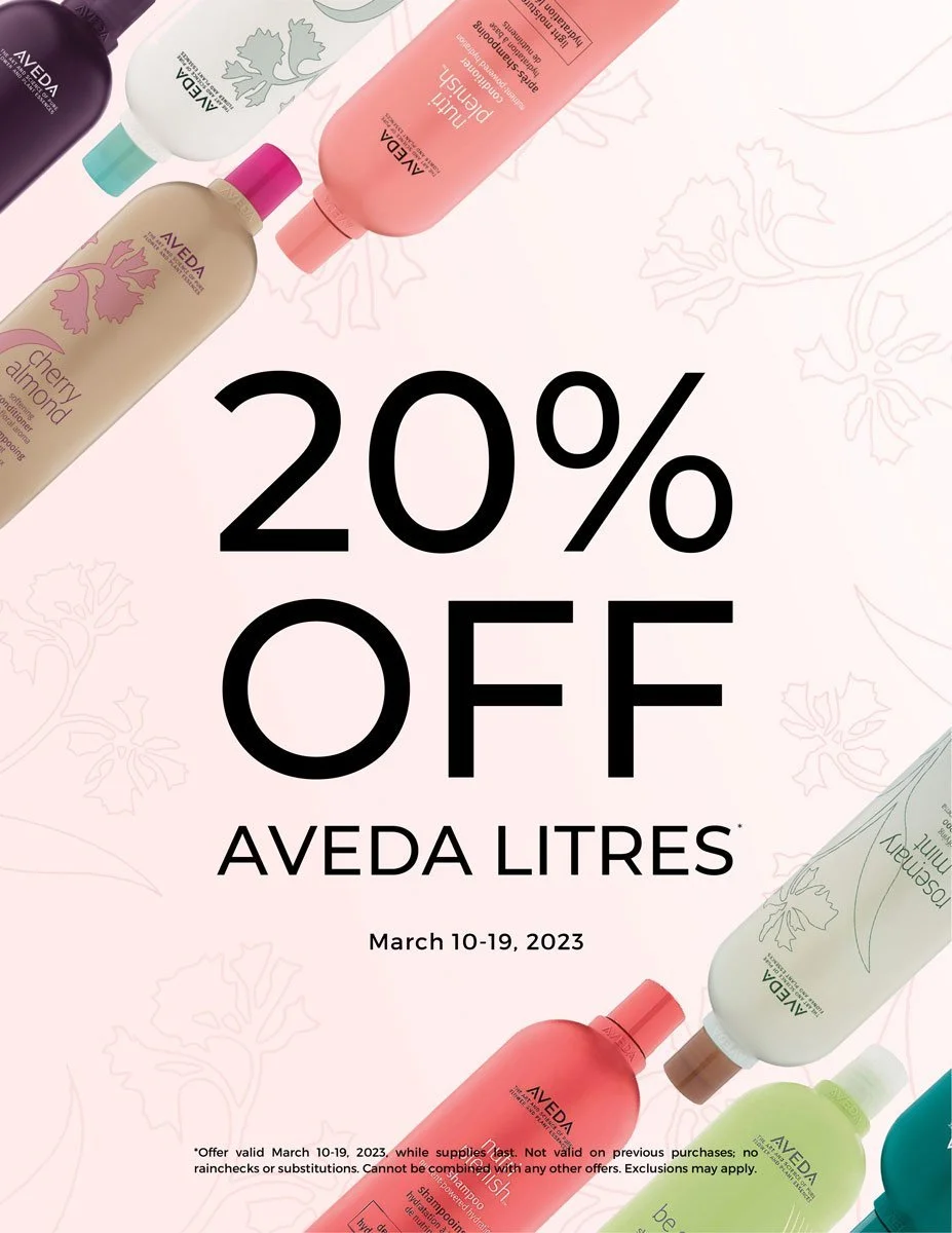 20% Off Aveda Liters through March 19!