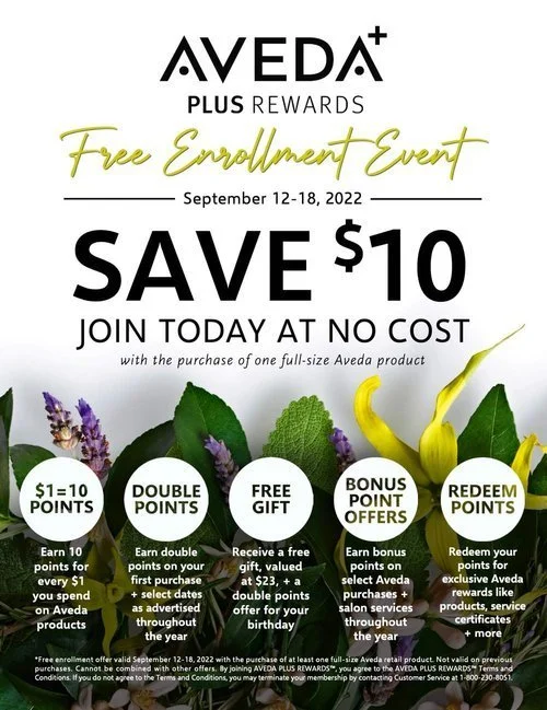 AVEDA Plus Rewards Free Enrollment Event!