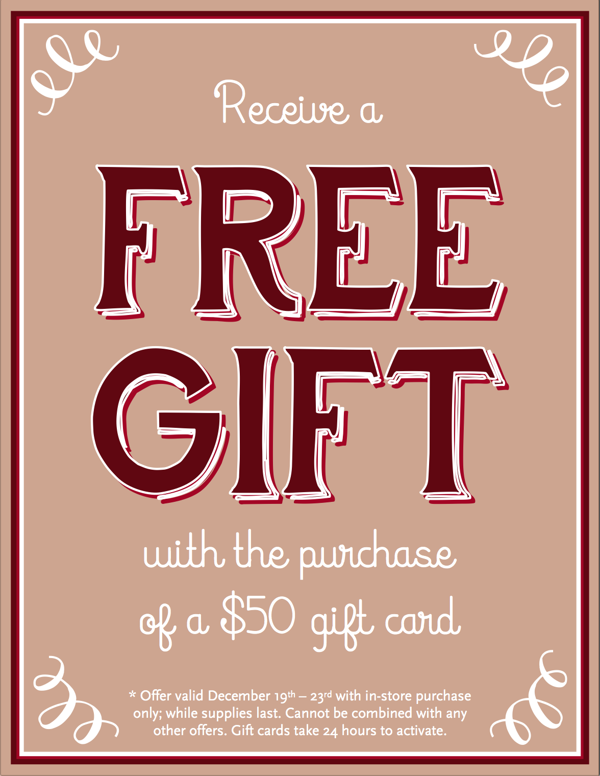 Receive a Free Gift with $50 Gift Card Purchase