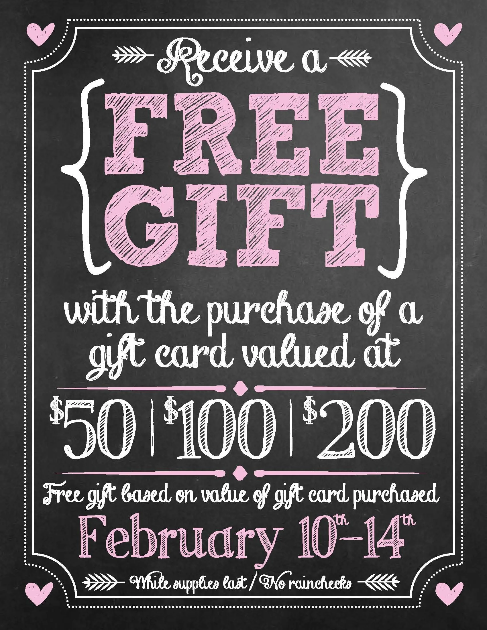 Free Gift With Purchase of Gift Card