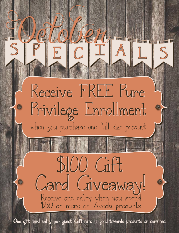 October Aveda Promotions
