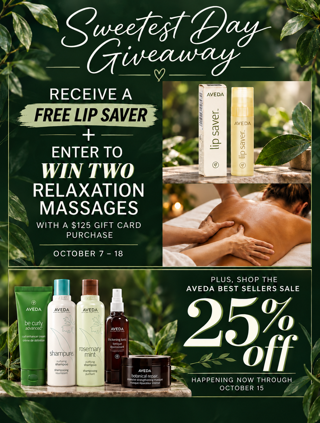 Sweetest Day Giveaway: FREE Aveda Lip Saver, Relaxation Massage Giveaway &amp; 25% Off Best Sellers!