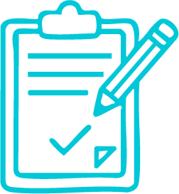 Icon of a clipboard with a checklist and a pencil marking a box.