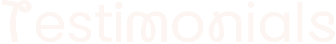 The word 'Testimonials' written in white on a dark background.