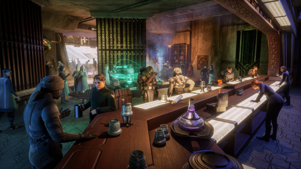 Dune: Awakening Bar with Spice Harvesters Drinking