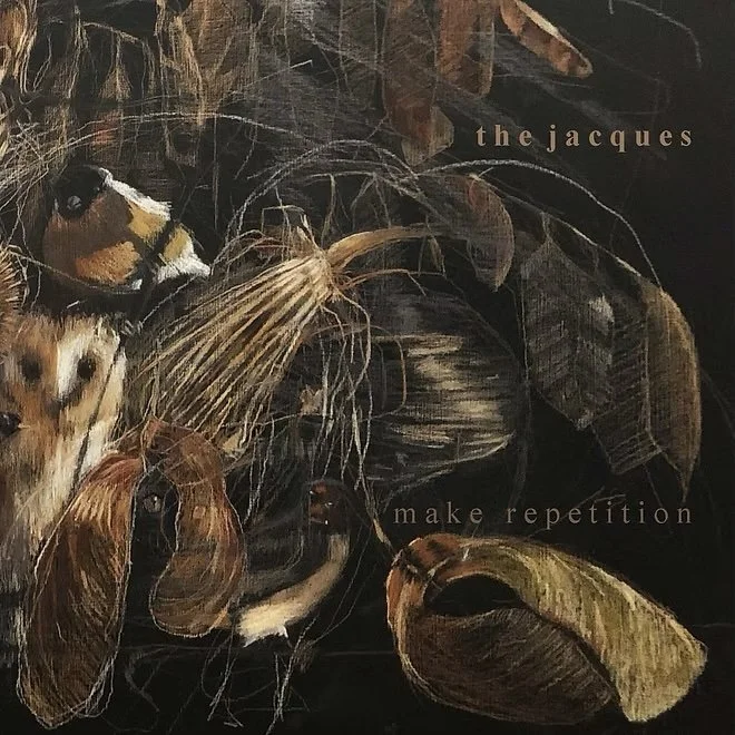 Album cover featuring artistic illustrations of various insects including a butterfly, moths, and a beetle, with the text 'the jacques' and 'make repetition'.