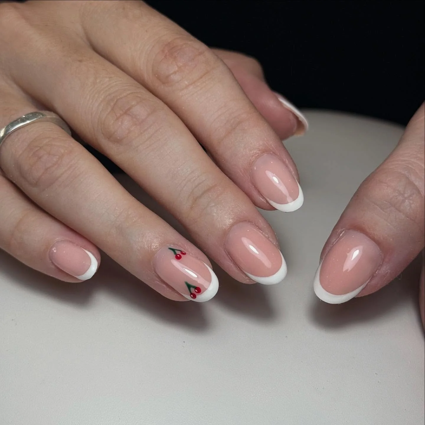 Sometimes a French nails need a little bit extra🍒 

Nails by Holly 

BIAB infill 
⏰45 min
💸&pound;36 

#frenchnails #cherrynails #biabnails #nailart #ribblevalley