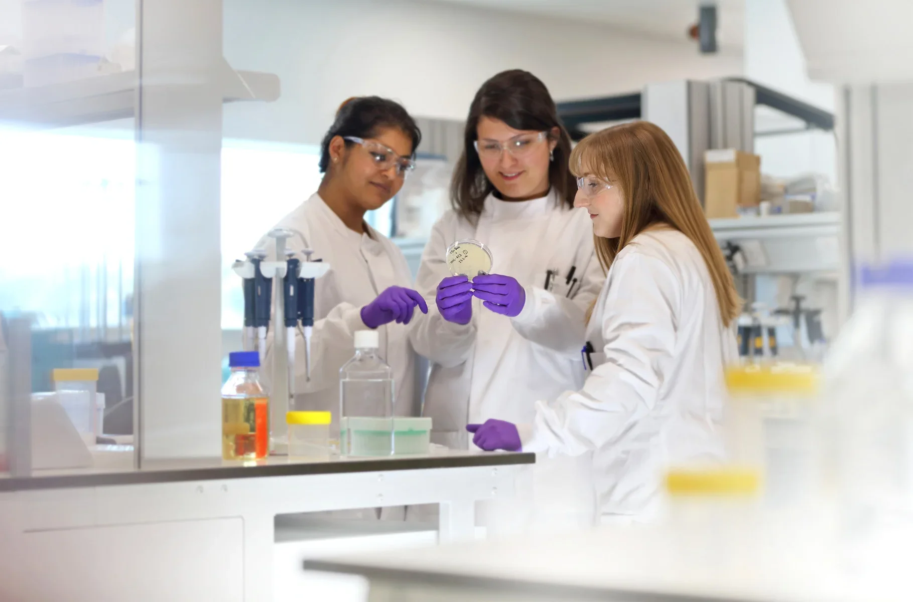 Young female scientists at work in the LifeArc stevenage Laboratory